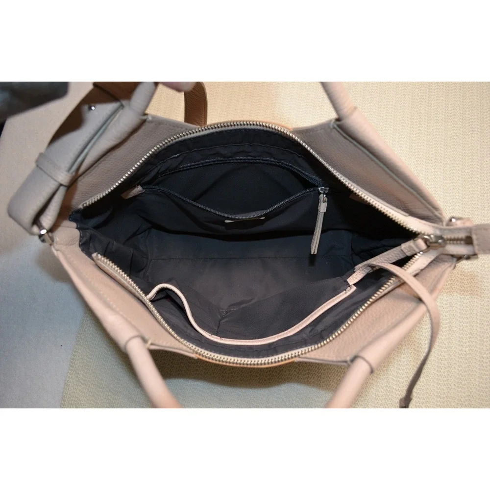 ECCO Genuine Leather‎ Shoulder Bag – Taupe Pebbled, Adjustable Strap